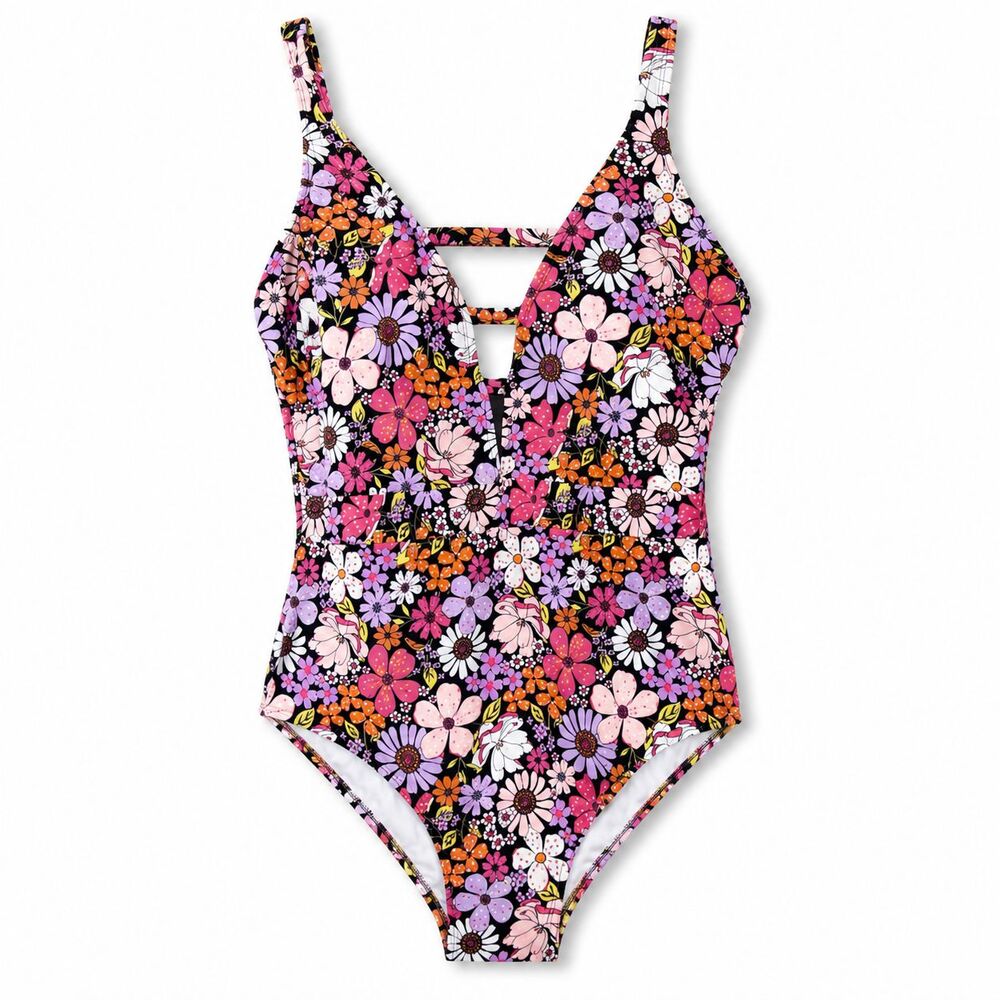 Time and Tru One Piece Swimsuit Womens Medium Coastal Resort Beach Vacation